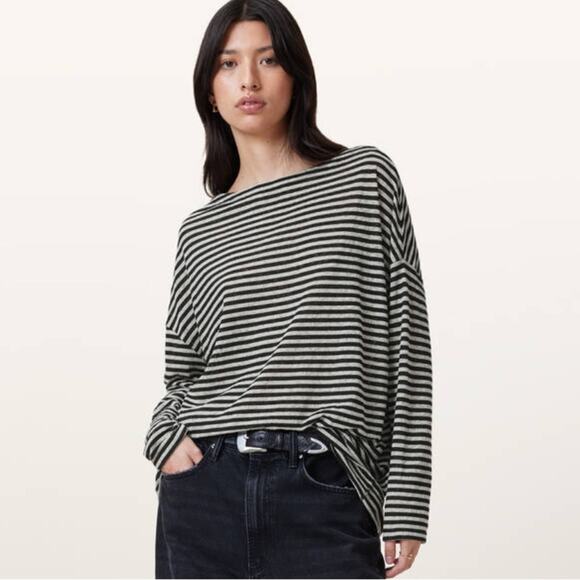 All Saints Rita Relaxed Fit Striped Tee - Picture 1 of 9